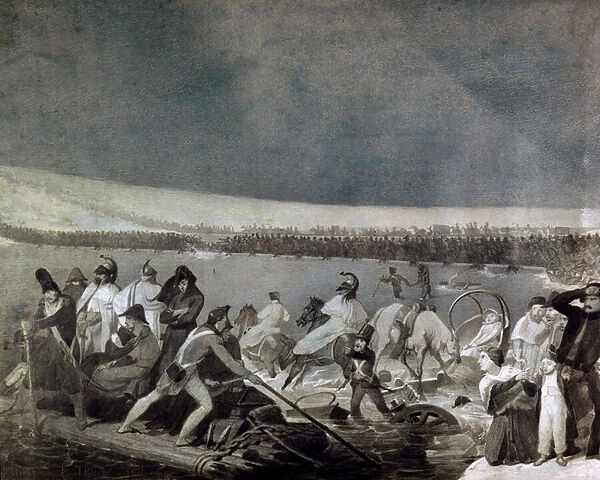 Battle of Berezina, the French army is trying to cross the river on November 28, 1812