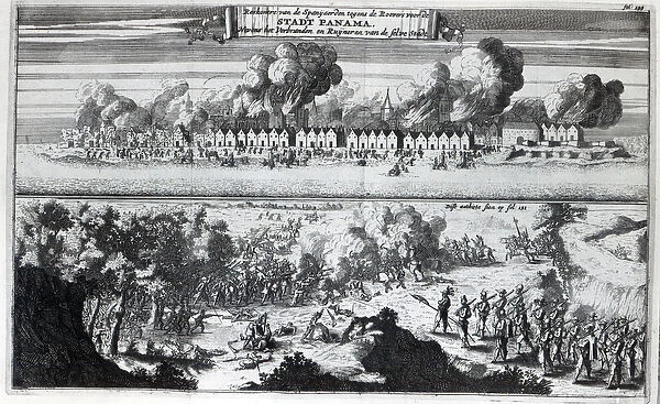Battle between the Buccaneers and the Spaniards during the attack on Panama in 1671