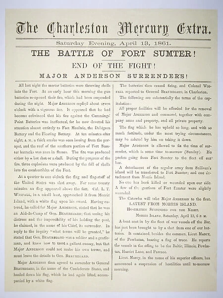 The Battle of Fort Sumter, report in The Charleston Mercury