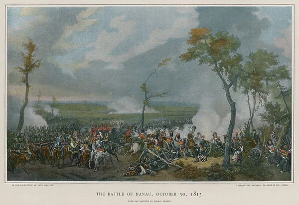 The Battle of Hanau (colour litho)