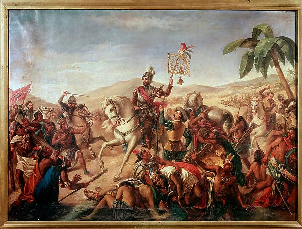 Battle of Otumba on July 7, 1520 in Mexico'(painting, 17th century)
