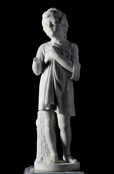 The beggar Marble Sculpture by Pietro Franchi (1817-1878) 1864 approx. Sun. 109x30 cm Genes, Galleria d Arte Moderna, inv. 1272