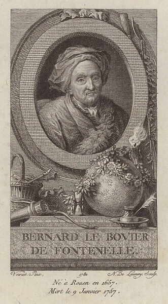Bernard Le Bovier de Fontenelle, French author (engraving)