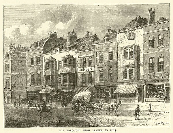 The Borough, High Street, in 1825 (engraving)
