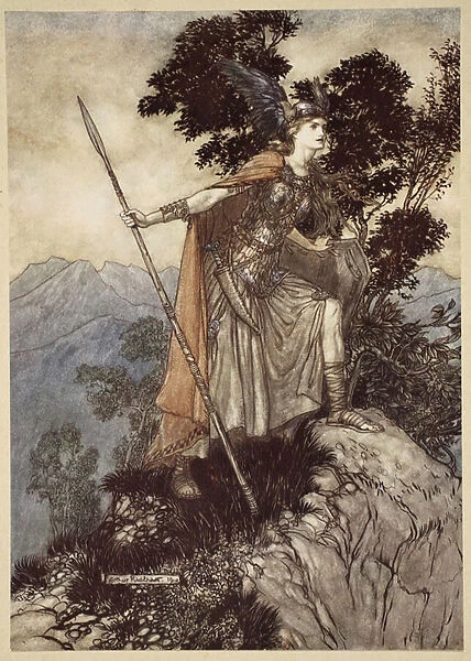 Brunnhilde, from The Rhinegold and the Valkyrie, 1910 (colour litho)