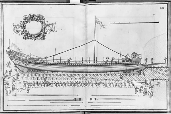 Building, equipping and launching of a galley, plate XIV (pencil & w  /  c on paper)