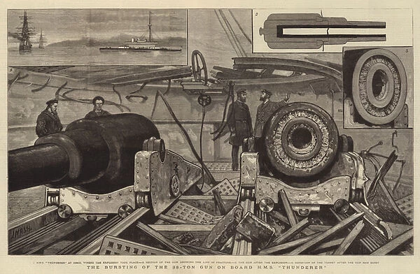 The Bursting of the 38-Ton Gun on Board HMS 'Thunderer'(engraving)