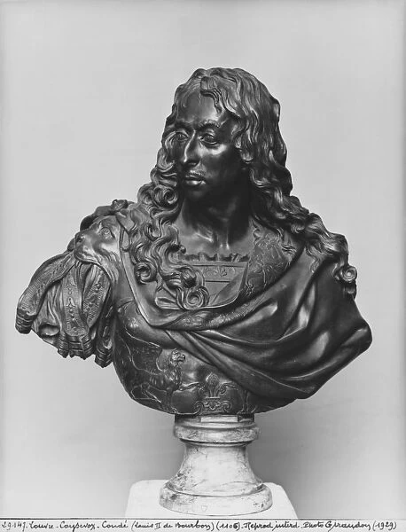 Bust of Louis II Prince of Bourbon, known as Le Grand Conde (bronze) (b  /  w photo)
