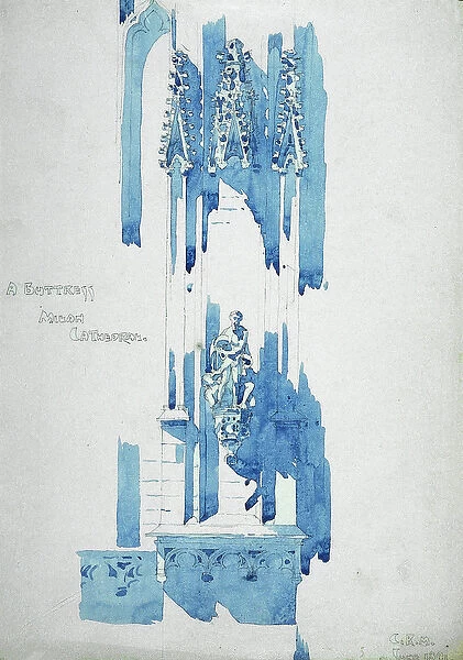 Buttress, Milan Cathedral, 1891 (pencil and watercolor on paper)