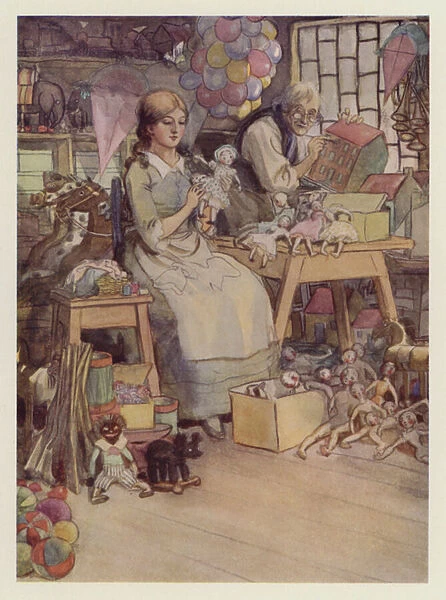 Caleb Plummer and his Blind Daughter (colour litho)