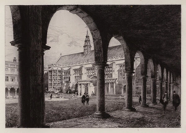 Cambridge: Nevilles Court, Trinity College (etching)
