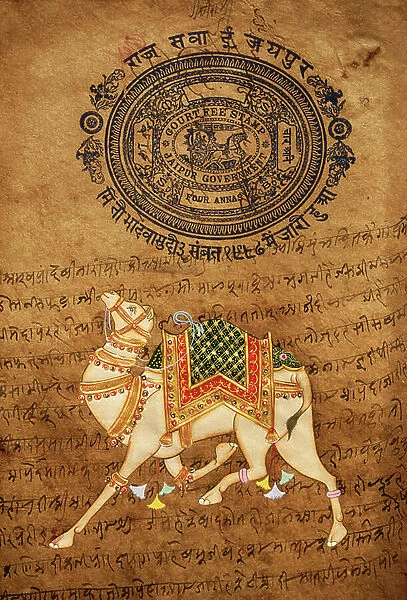 Camel, Hand Made Painting & Old Stamp Paper, Jaipur, Rajasthan, India
