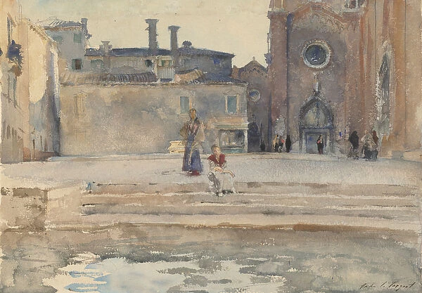 Campo dei Frari, Venice, 1880-82 (w  /  c over pencil with gouache on paper)
