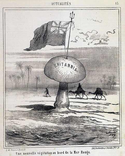 Cartoon: New vegetation on the Red Sea (British mushroom colonizing Egypt) - 01  /  02  /  1868