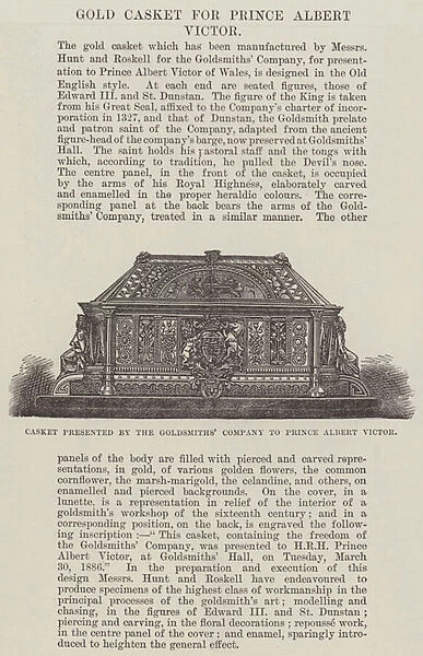 Casket presented by the Goldsmiths Company to Prince Albert Victor (engraving)