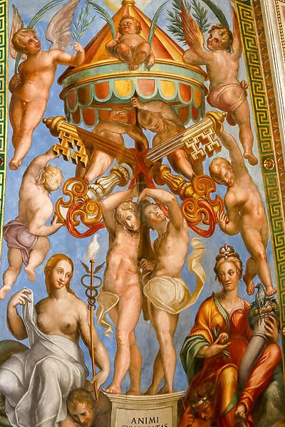the ceiling of the Hall of Constantine, detail. 1585 (fresco)