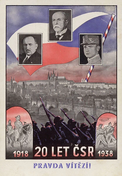 Celebrating Czechoslovakian independence 1918 - 1938 (colour litho)