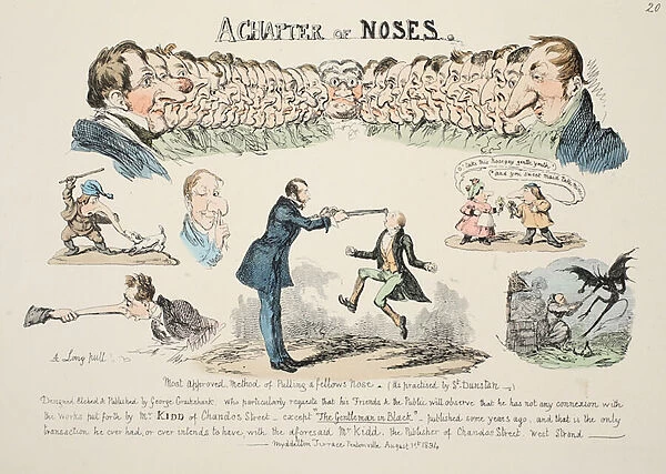 A Chapter of Noses, pub. 1834 (hand coloured engraving)