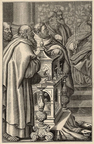 Charlemagne receiving the gift of a clepsydra (water clock