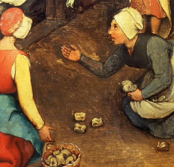Childrens Games (Kinderspiele): detail of a game throwing knuckle bones, 1560