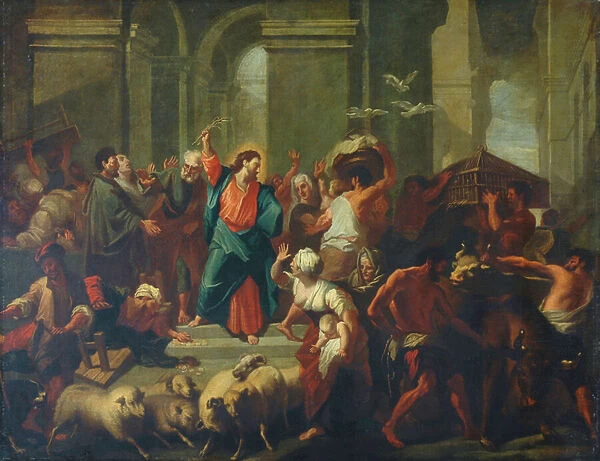 Christ Expelling The Sellers From The Temple (oil on canvas, re-lined