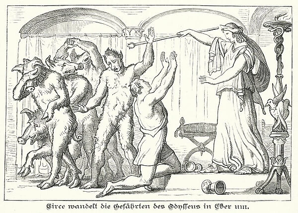 Circe turning the companions of Odysseus into pigs (engraving)