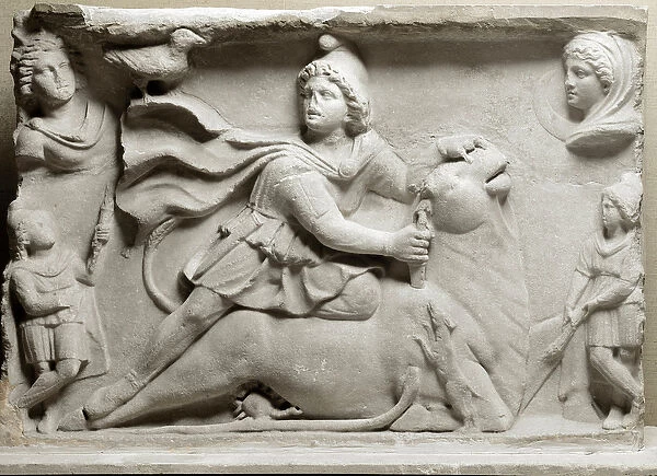 Civilization of the Phenicians: sacrifice scene depicting the divinite Mithra