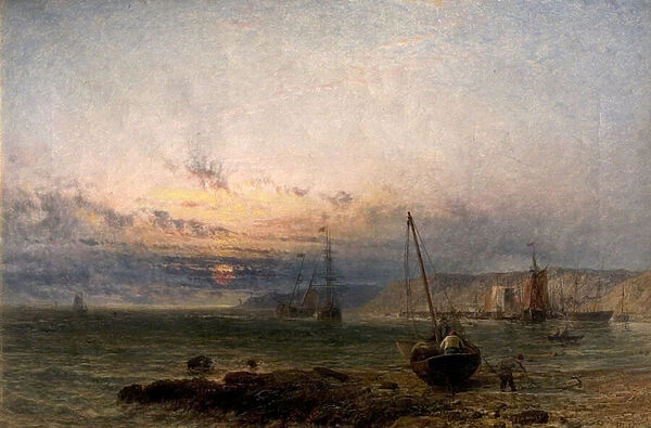 Coast Scene, Sunset, 1852 (oil on canvas)