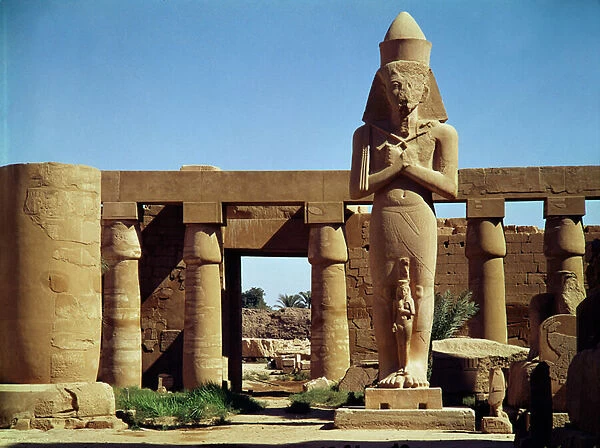 The Colossus of Ramesses II: standing statue of the king with his daughter Benta anta in
