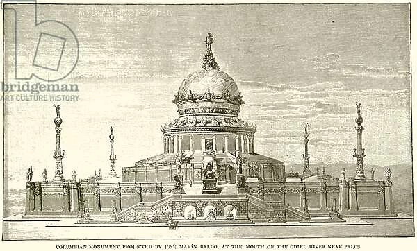 Columbian Monument projected by Jose Marin Baldo, at the Mouth of the Odiel River near Palos (engraving)