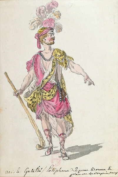 Costume design for a performance in Paris in 1762 of Lullys opera