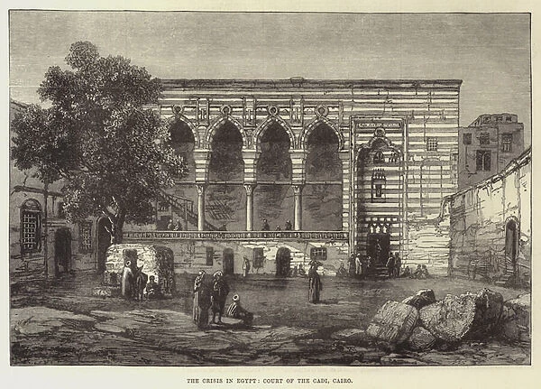 The Crisis in Egypt, Court of the Cadi, Cairo (engraving)