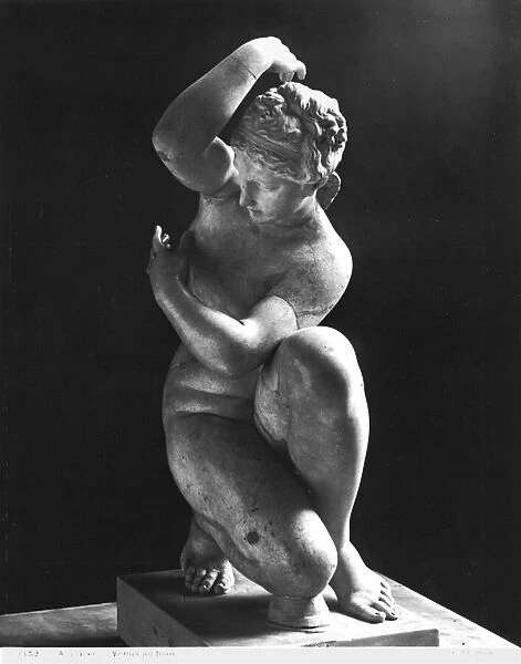 Crouching Venus, copy of a 3rd century BC Greek original (marble) (b  /  w photo