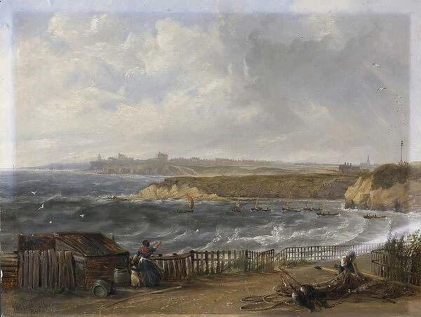 Cullercoats looking towards Tynemouth - Flood tide, 1845 (oil on millboard)