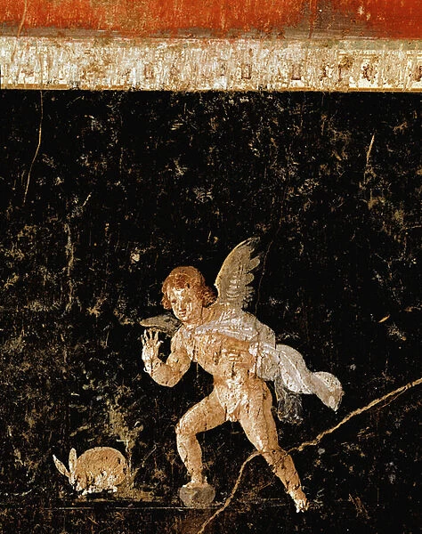 Cupid hunting a hare (fresco, 1st century AD)