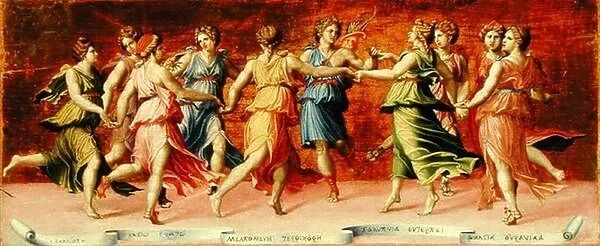 Dance of Apollo with the Nine Muses (tempera on panel)