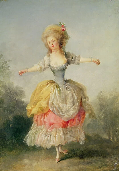 Dancer in Louis XVI costume (oil on panel)