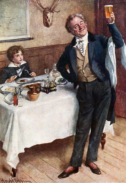 David and the Friendly Waiter (colour litho)