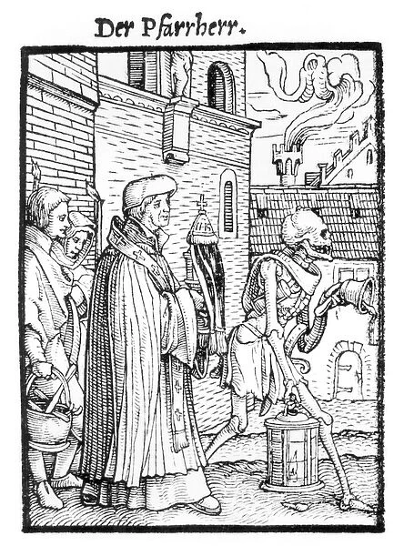 Death and the Parish Priest, from The Dance of Death, engraved by Hans Lutzelburger, c