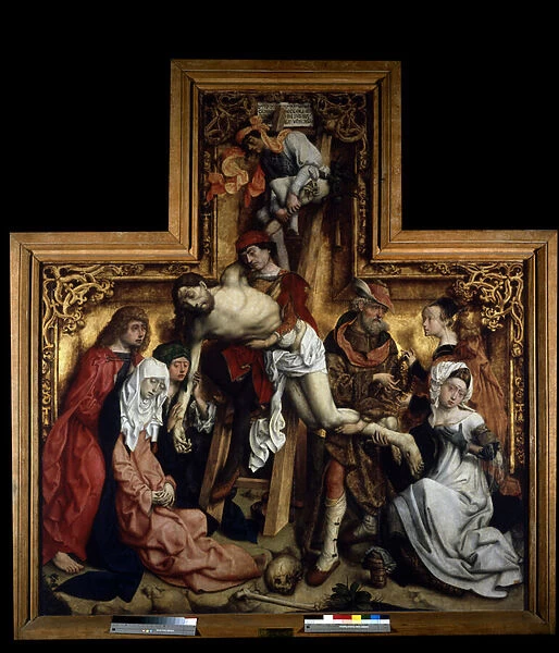 The descent of the cross (Deposition) Painting of the Master De Saint Barthelemy (Active around 1480-1510) (ec. all. ) 15th century Sun. 2, 27x2, 1 m