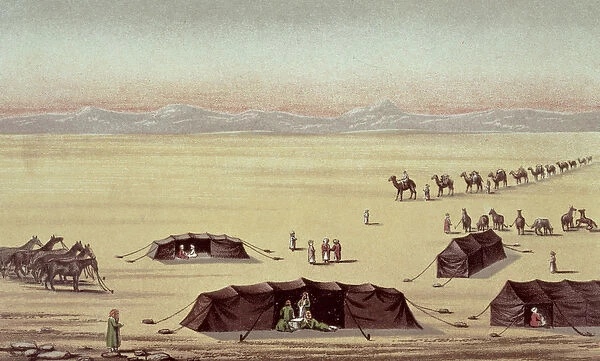The Desert Camp of Sir Richard Burton (1821-90) (pastel on paper)