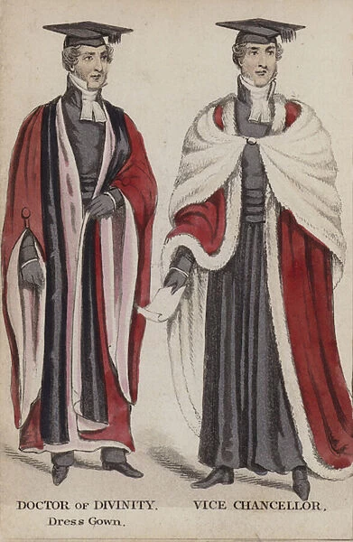 Doctor of Divinity, Dress Gown, Vice Chancellor (coloured engraving)
