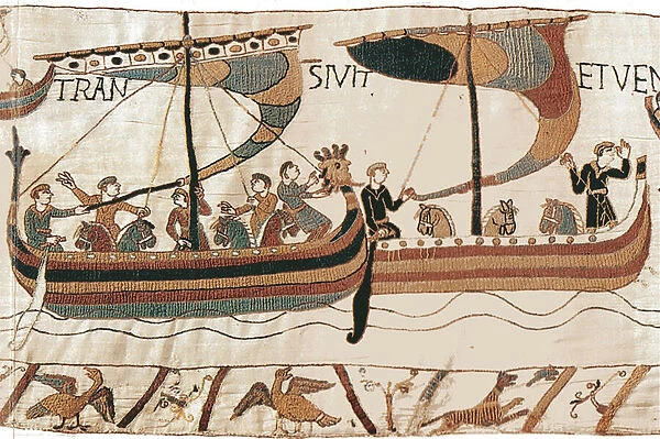 Duke William and the Norman invasion fleet cross the channel