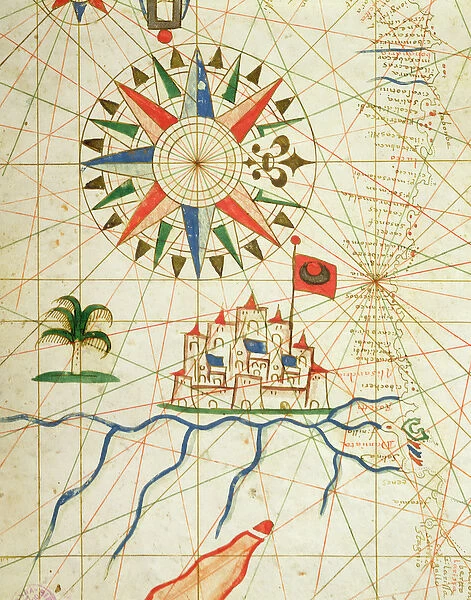 Egypt, the River Nile and Cairo, from a nautical atlas, 1646 (ink on vellum) (detail
