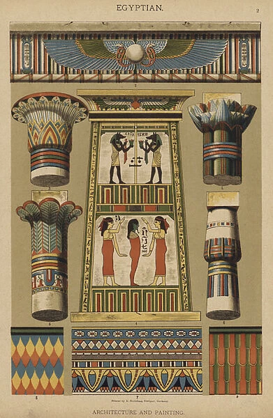 Egyptian, Architecture and Painting (colour litho)