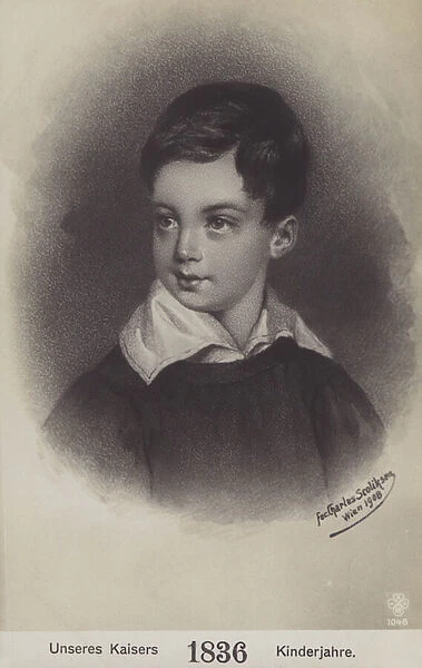 Emperor Franz Joseph I of Austria as a young boy in 1836 (litho)