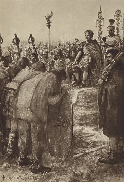 An Emperor receives the Submission of Barbarian Chiefs (litho)