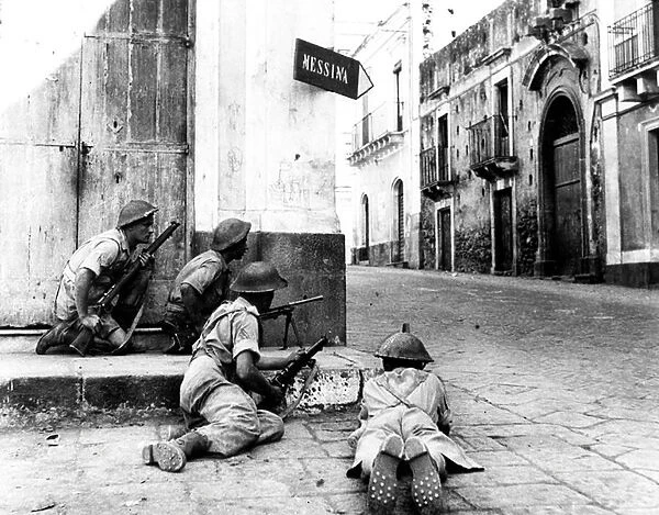 English Troops in Acireale, Sicily, August 1943 (b  /  w photo)
