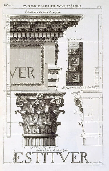 Entablature, capital and inscription from the Temple of Jupiter Tonans (The Thunderer)