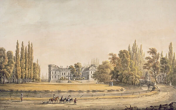 Entrance to the park and chateau at Ermenonville, early 19th century (gouache on paper)